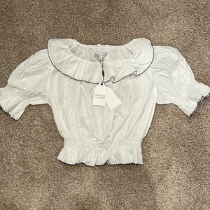 English Factory picot stitched poplin top